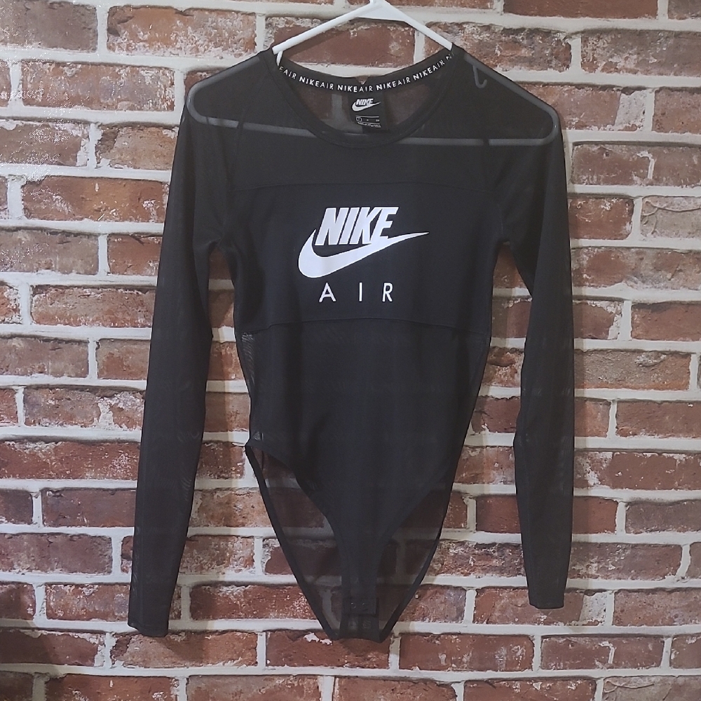 Nike Black Mesh Long Sleeve Bodysuit